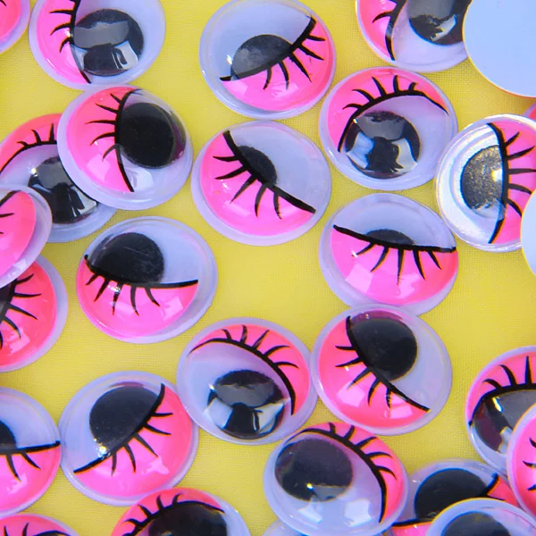 100± 15mm Coloured Eyelashes Jiggle Wiggly Google Googly Eyes Craft Scrapbooking