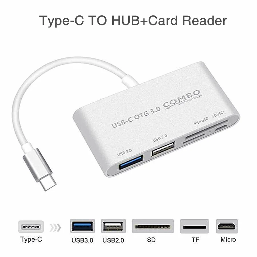 

YMY OTG COMBO USB3.1 Type-C Card Reader USB-C to USB3.0 USB2.0 SD TF Micro USB Multifunction Converter for Phone Computer