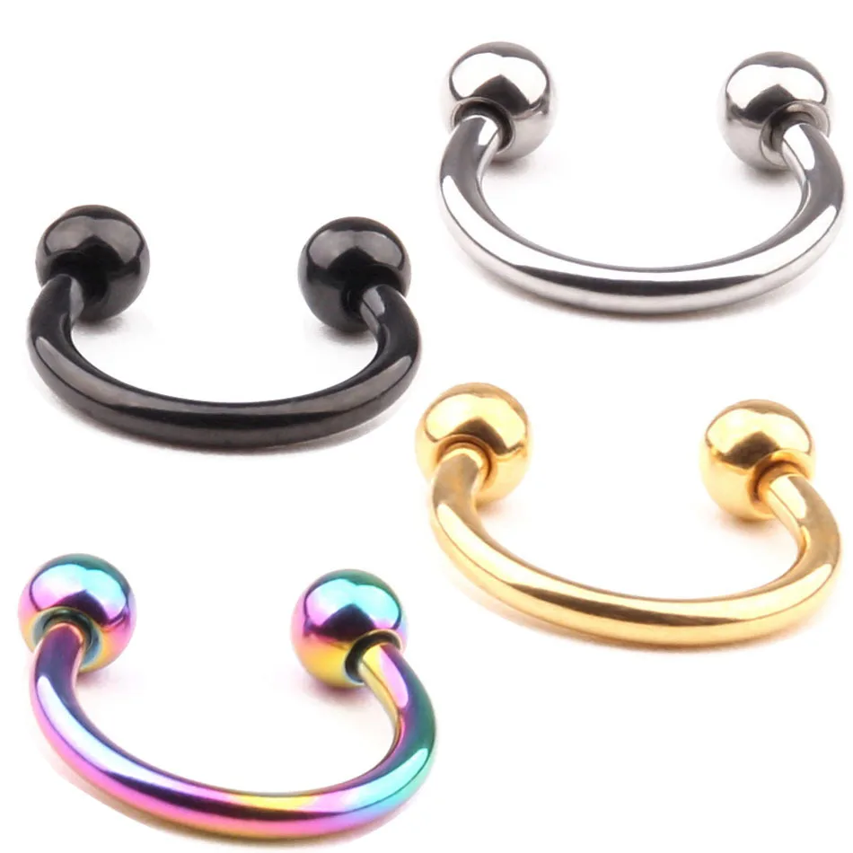 

1pc Surgical Steel Fake Septum Nose Piercing Jewelry Screw Back Ball Men Women's Fashion Tragus Earring Hoop Nose Rings