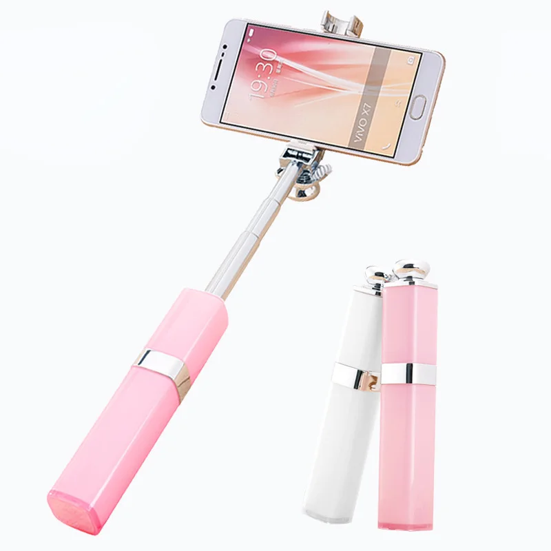 Mini Lipstick Style Self portrait Monopod Extendable Selfie Stick for iPhone 6 6S Samsung S7 Android