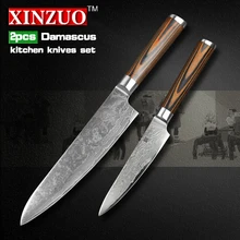 XINZUO 2 stücke küchenmesser set Damaskus küchenmesser hochwertige Japanischen VG10 chef messer holzgriff kostenloser versand