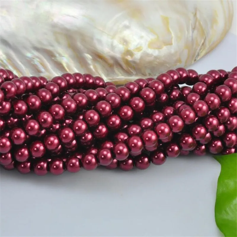 

Loose 4mm-10mm Wine Red Color Fake Pearl DIY Hand Craft Round Glass Imitation Pearl Bead Clothing&Garment Nail Art Decoration