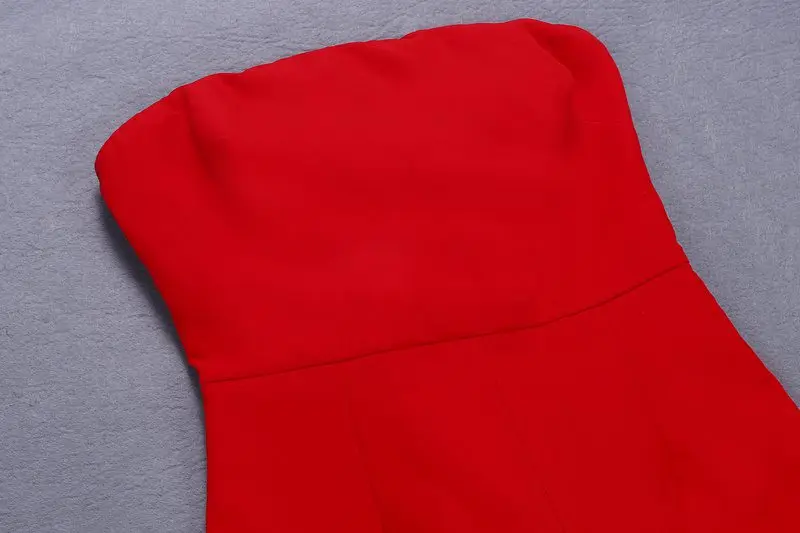 INDRESSME Для женщин знаменитости взлетно-посадочной полосы комбинезоны без бретелек элегантный лук красный комбинезон, комбинезон сексуальный облегающий костюм Мода