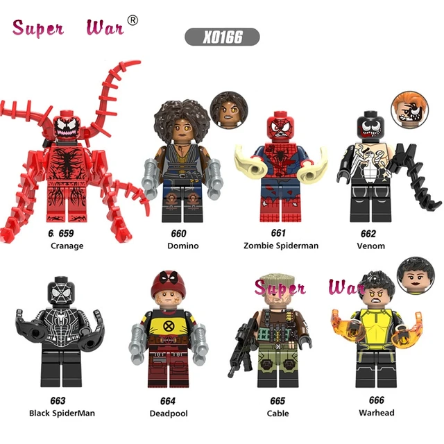 Cheap Single Deadpool 2 Domino Cable Peter Carnage Warhead Black Spderman Zombie Action Figures building blocks toy for children