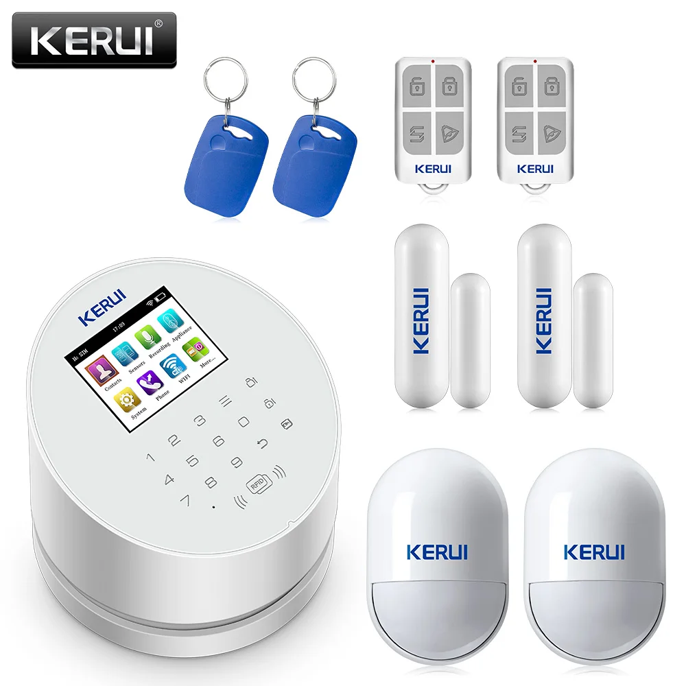 KERUI W2 2,4 дюймов wifi GSM PSTN сигнализация Умный дом Охранная сигнализация IOS Android приложение управление паролем клавиатура сирена комплект - Цвет: kit1