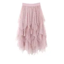 Горячее летнее Новое поступление Асимметричная юбка Faldas Largas Elegantes юбка из тюля, украшенная звездами шикарная многослойная юбка