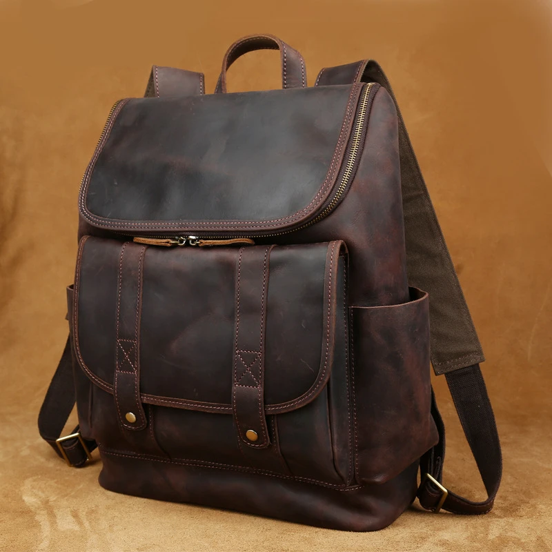 Buy men genuine leather backpacks brand designer