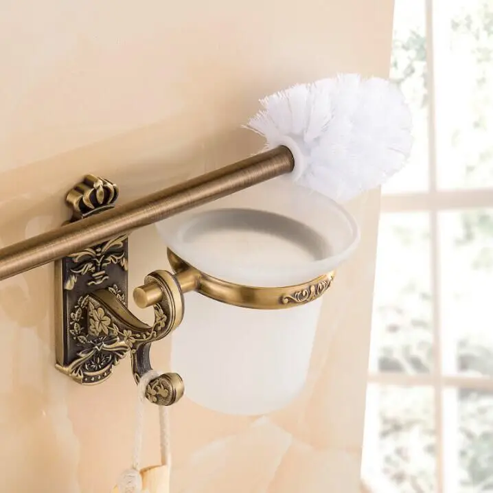 

New Arrivals High-end Wall Mounted Space aluminum Toilet Cleaning Brush Antique Toilet Brush Holder bathroom accessories