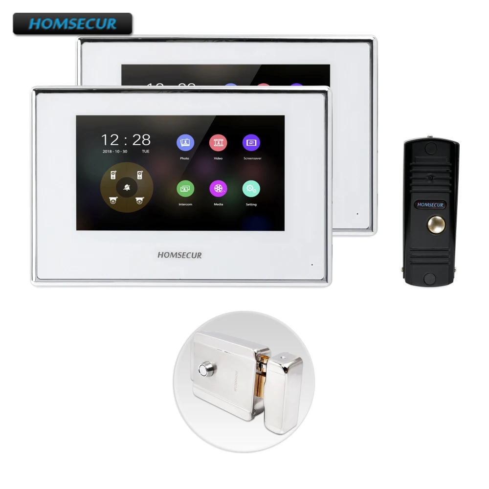 

HOMSECUR 4 Wire Video&Audio Home Intercom with Memory Monitor for House/Flat BC011HD-B+BM718HD-W