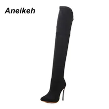 Г. Весенне-осенние женские сапоги облегающие высокие сапоги до бедра модные ботфорты обувь на высоком каблуке Женская обувь, Sapatos D-226