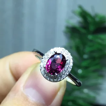 

[MeiBaPJ Fine Quality Natural Red Garnet Gemstone Trendy Ring for Women Real 925 Sterling Silver Charm Fine Jewelry