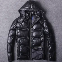 Мужская куртка-пуховик из натуральной овечьей кожи, толстая куртка со съемным белым утиным пухом, короткое приталенное зимнее пальто с воротником-стойкой и отворотом