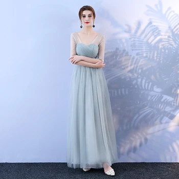 

Grey Colour Wedding Large Size Bridesmaid Dress Long Net Yarn Party Bandage Dress Wedding Guest Dress Sexy Prom Vestidos Mujer