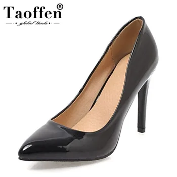 

Taoffen Women High Heel Shoes Pumps Stilettos Heels Sexy Pointed Toe Patent Leather Office Wedding Shoes Dropshipping Size 34-43