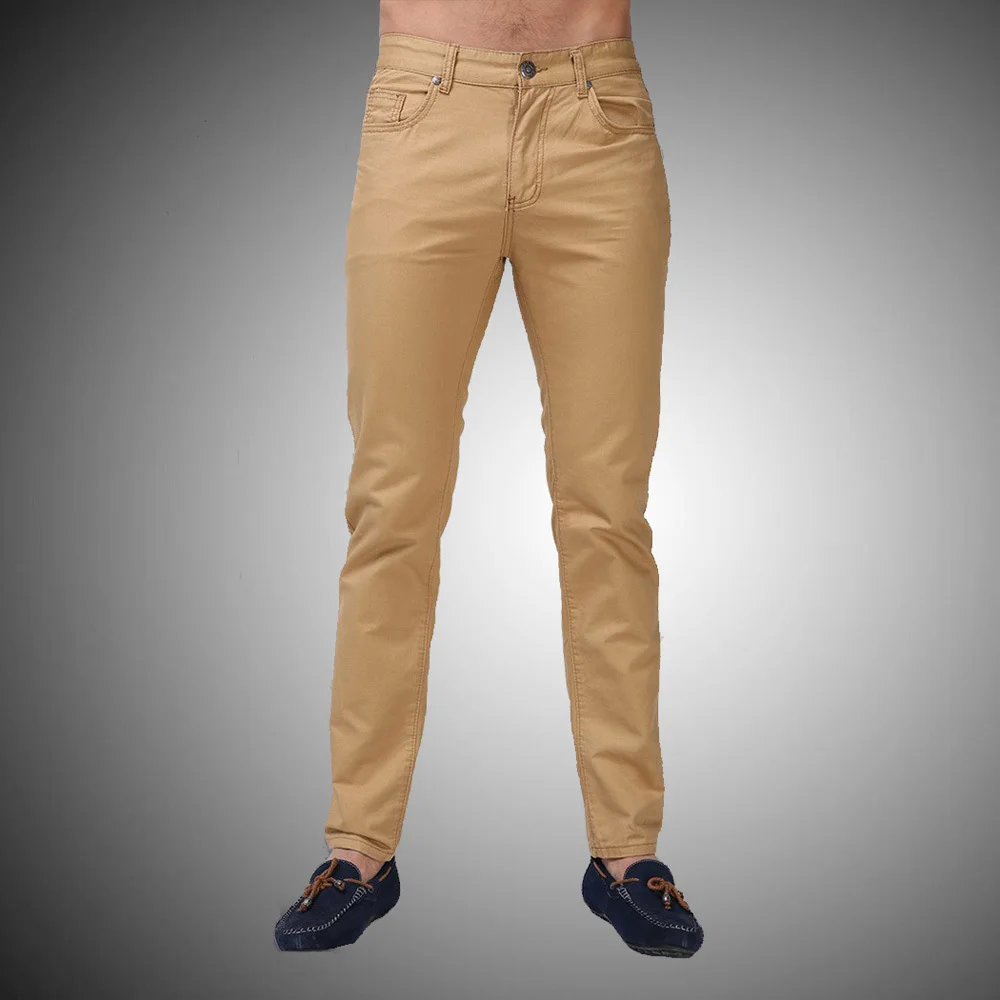 Мужские джинсы Прямые повседневные джинсы модные дизайнерские мужские брюки белые синие красные L9761 - Цвет: Kahki