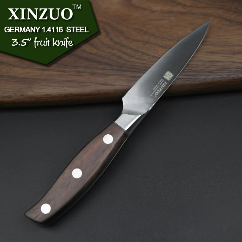 XINZUO 3.5 inch Paring Knife GERMAN DIN 1.4116 Stainless Steel Kitchen Knife Rosewood Handle Fruit Peeler Knives Kitchen Tackle