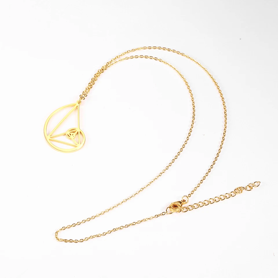 Нержавеющая сталь золото Fibonacci последовательности кулон Цепочки и ожерелья носимых Математика ювелирных изделий для Для мужчин Для женщин