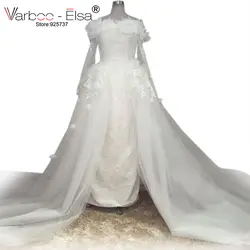 Vestido Novia 2018 оболочка с кружевной аппликацией Съемная юбка торжественное платье Саудовская Аравия с плеч тюль и атласные свадебные платья