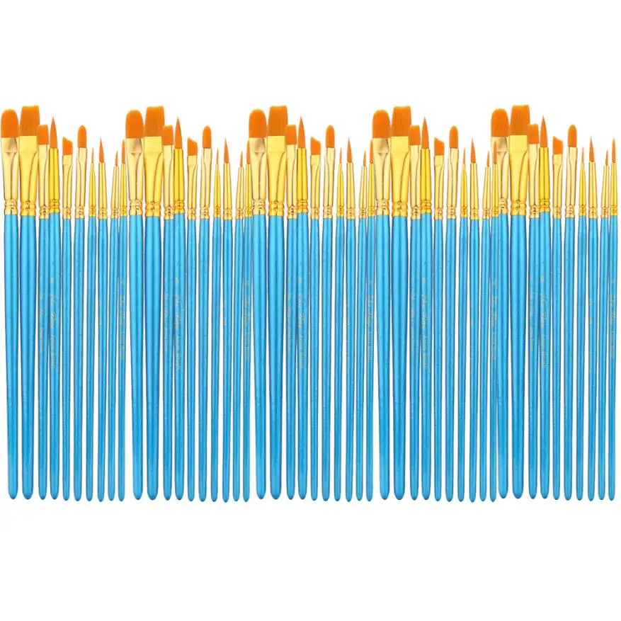 Набор акриловых кистей для рисования 5 упаковок/50 шт. нейлоновые кисти для волос для всех целей масляная акварельная картина профессиональные наборы художников 7,30