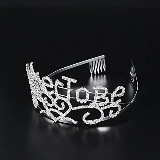 Frcolor Metal Mother To Be Silver Tiara Hearts Crown with Sparkling Rhinestones for Baby Shower Future Expecting Mom Decorations Gift (5)