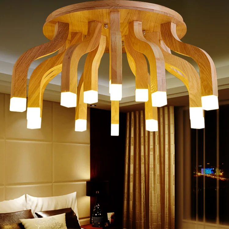 

solid wood LED ceiling light living room lamp fashionable atmosphere bedroom lighting ceiling lamp ZL60