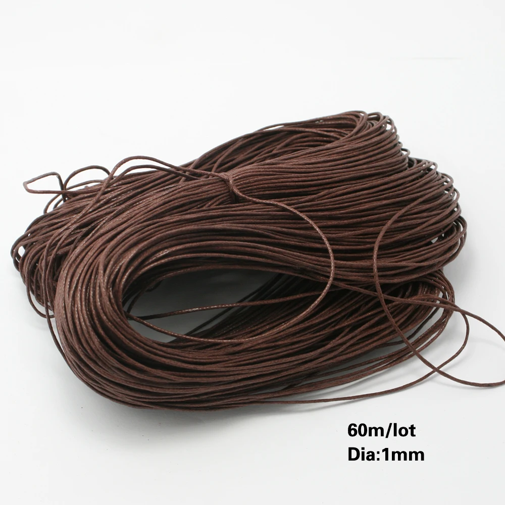 

Hot Waxed Cotton Cord 1mm 60m/lot Brown Color Jewelry Cord String Thread Jewelry Accessories Findings for DIY Fashion Bracelet