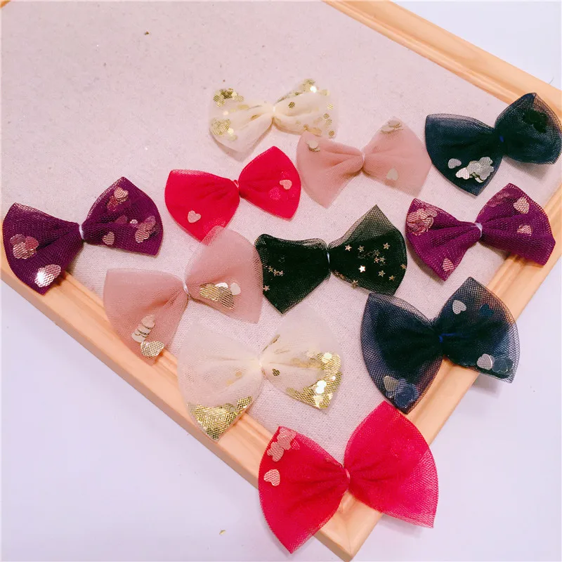 

6*4cm 15pcs/lot shiny lace bow DIY Tie Shaped Appliques Satin Ribbon Bow Appliques Craft DIY Wedding Decoration