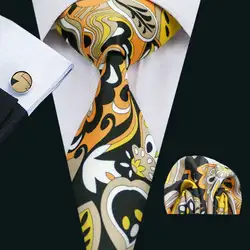 Fa-1276 2018 наиболее популярные печати Галстуки для Для мужчин модные Бизнес Повседневное тканые Галстук Ханки Запонки Набор для Свадебная