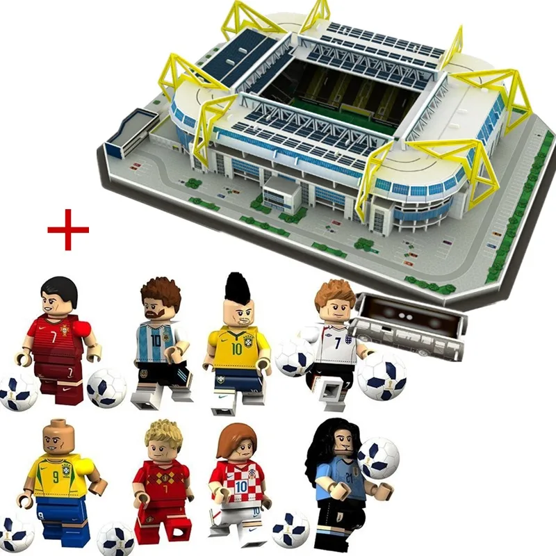 

HOT NEW Puzzle Architecture Signal Iduna Park Schwarz-Gelb Football Stadiums Brick Toys Scale Models Sets Building Paper