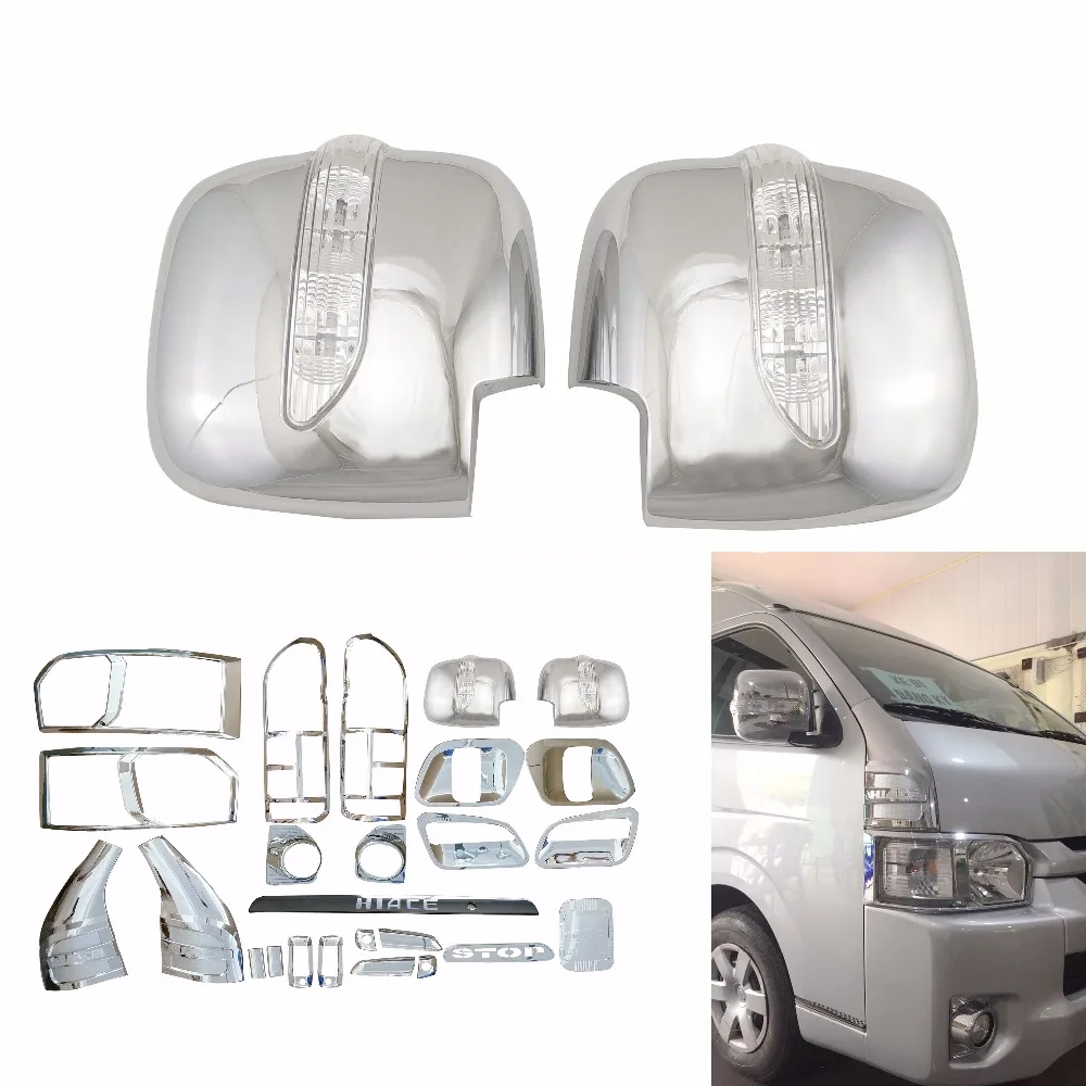 

For TOYOTA HIACE 2008 2012 2016 Door Mirror Cover With LED Overlay Frame Panel Rearview Trim Rear View Chrome Car Styling