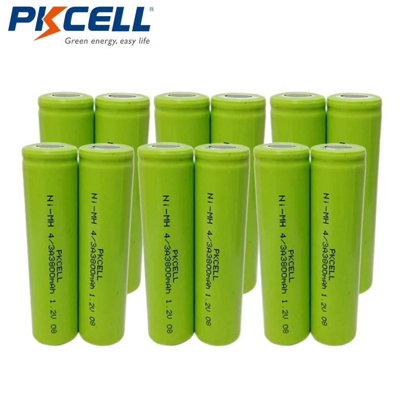 PKCELL 12 шт./лот 4/3A NiMH аккумуляторная батарея 3800mAh 1 2 V Industrail для Ni MH аккумуляторной