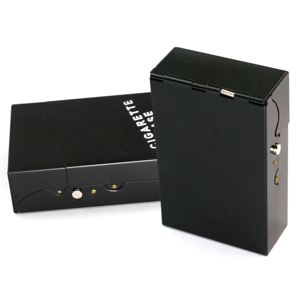 

NEW Metal Alloy Cigarette Box Leather Cigar Cigarettes Case Holder Portable Tobacco Pack Storage Box Smoking Accessories Gadgets