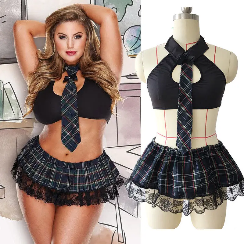 

5XL Plus Size Sexy Lingerie Scotland Student School Girl Cosplay Uniform Costume Fancy Lingerie Sexy Hot Erotic Dress XXXXL XXL