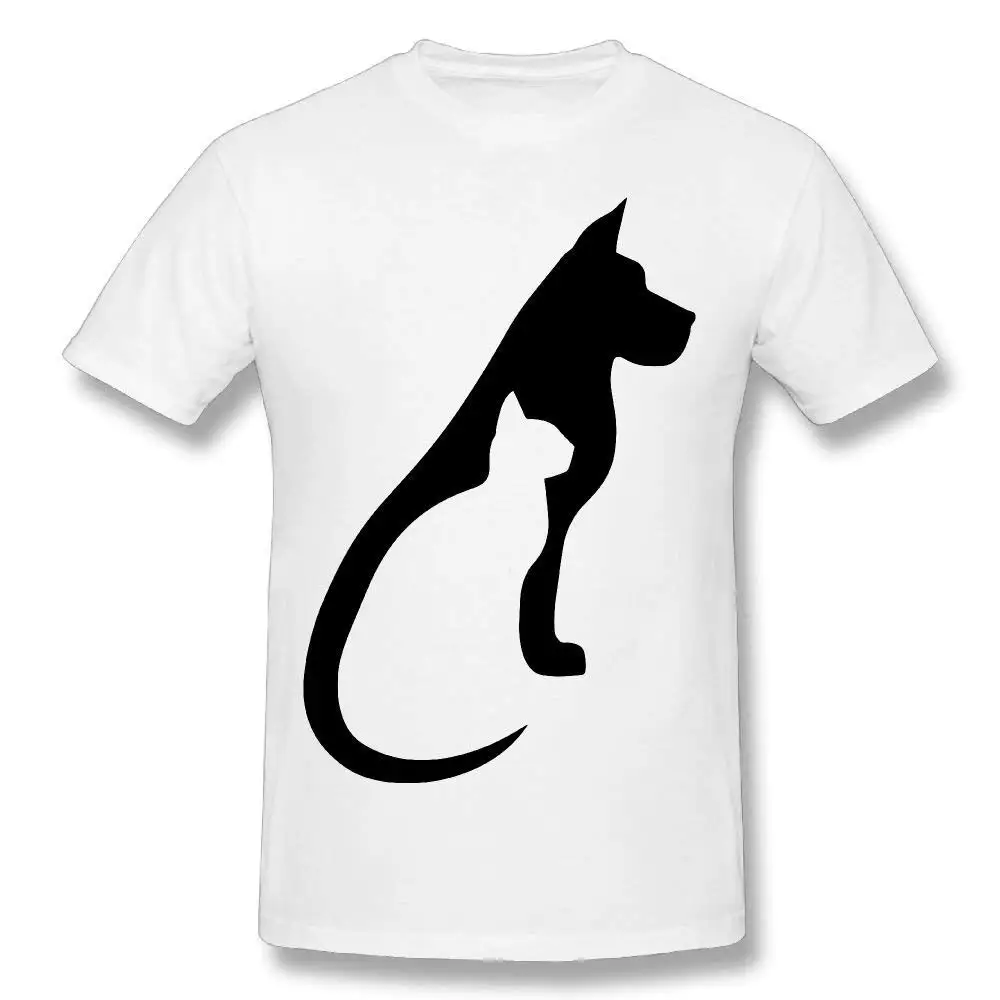 Men's Kitten and Dog 100% Cotton T Shirts Prints Casual Short Sleeve T-Shirt Man Clothing Free Shipping Top Tee