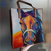 GAMYSTYE печати Art лошадь сумка Сумки из кожи для Для женщин Сумки Для женщин сумка женская
