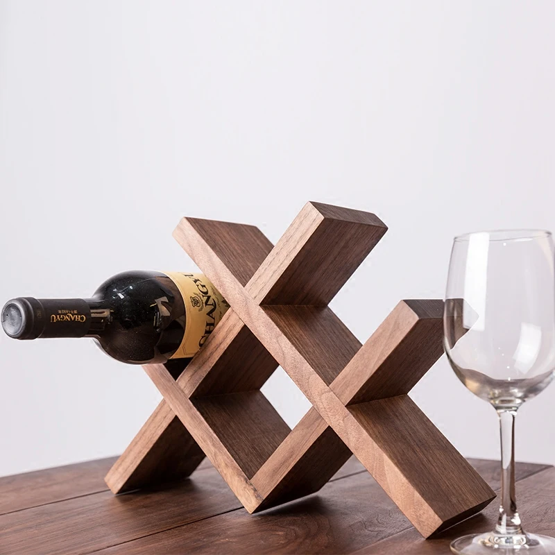 

Creative solid wood wine rack European diamond shape wine cabinets living room black walnut ornaments wine home wine rack