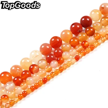 

TopGoods Wholesale Natural Pale Red Agate Round Stone Beads Charms Bracelet Loose Bead 6 8 10 12mm