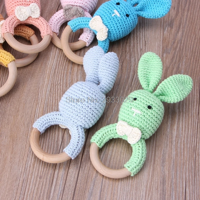 Детский кролик грызунок в форме уха деревянное кольцо для прорезывания зубов для новорожденных сенсорная игрушка подарок для душа J26 Прямая