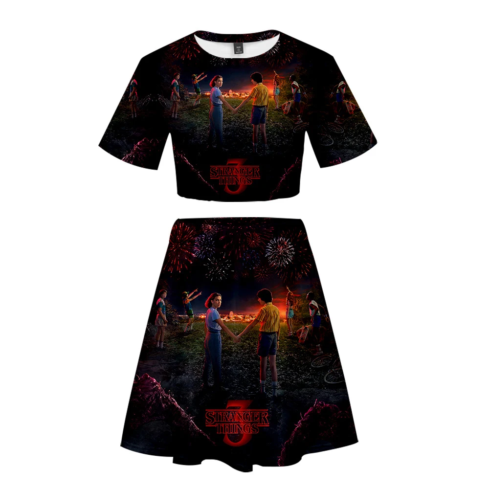 

Stranger Things 3D Style Trend Set two-Piece Women's Fashion Summer New Casual Cool Summer Kawaii Suit
