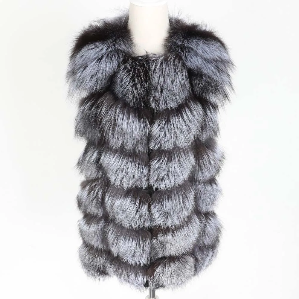 Maomaokong, Женское пальто из натурального меха лисы, зимняя женская куртка, пальто, жилет для девочек, Кожаная Мода - Цвет: short Vest-4