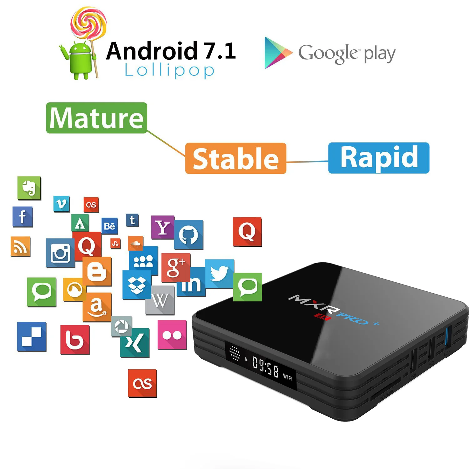  MXR PRO PLUS Android 7.1 4GB RAM 32GB ROM Smart 4K TV Box RK3328 Quad Core Digital Display 2.4G/5G 