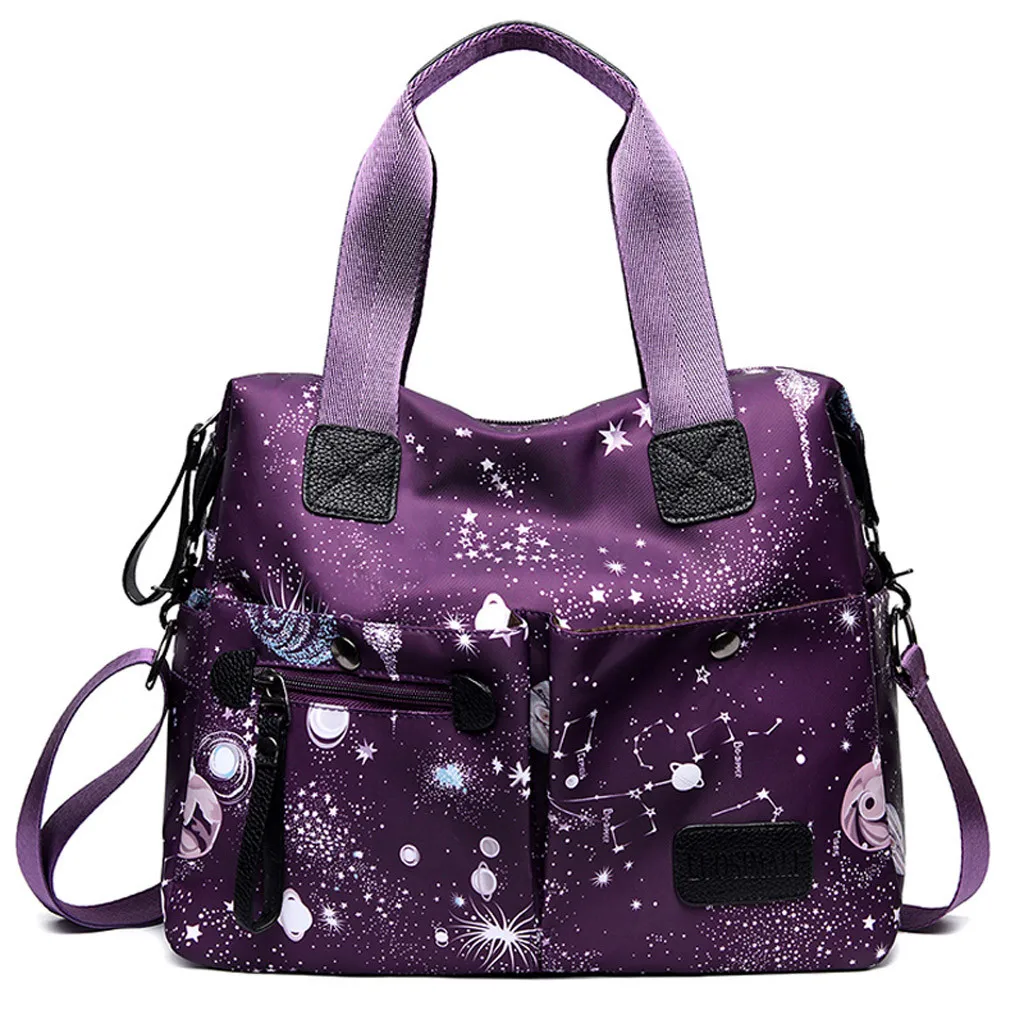 

OCARDIAN Handbag Fashion lady Oxford cloth star zipper shoulder oblique Travel Shoulder Bag Rivet Handbag Mummy Bag dropship a12