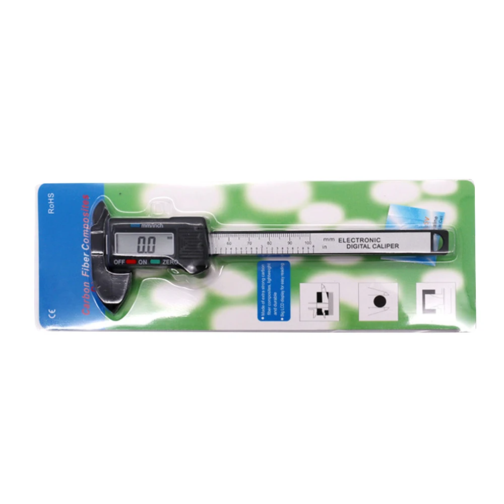 Цифровой Электронный штангенциркуль из углеродного волокна с ЖК-дисплеем, микрометр, измерительный инструмент 0-150 мм, пластиковый цифровой штангенциркуль