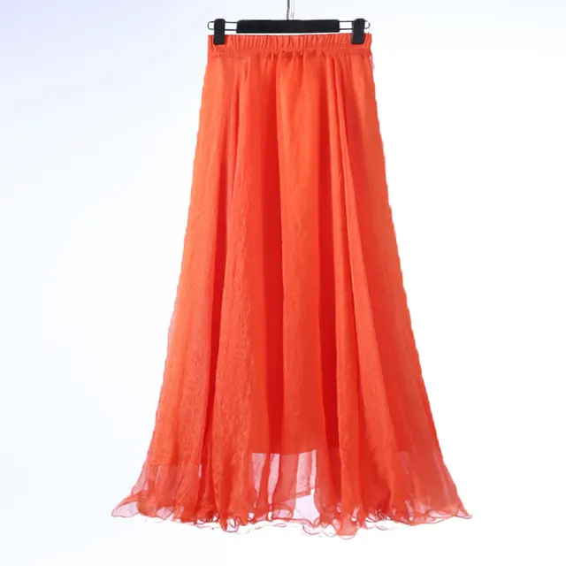 Sherhure 2018 High Waist Women Long Mesh Chiffon Skirts Womens Ruffles Skirt White Long Summer Boho Maxi Skirt Saia Longa Faldas