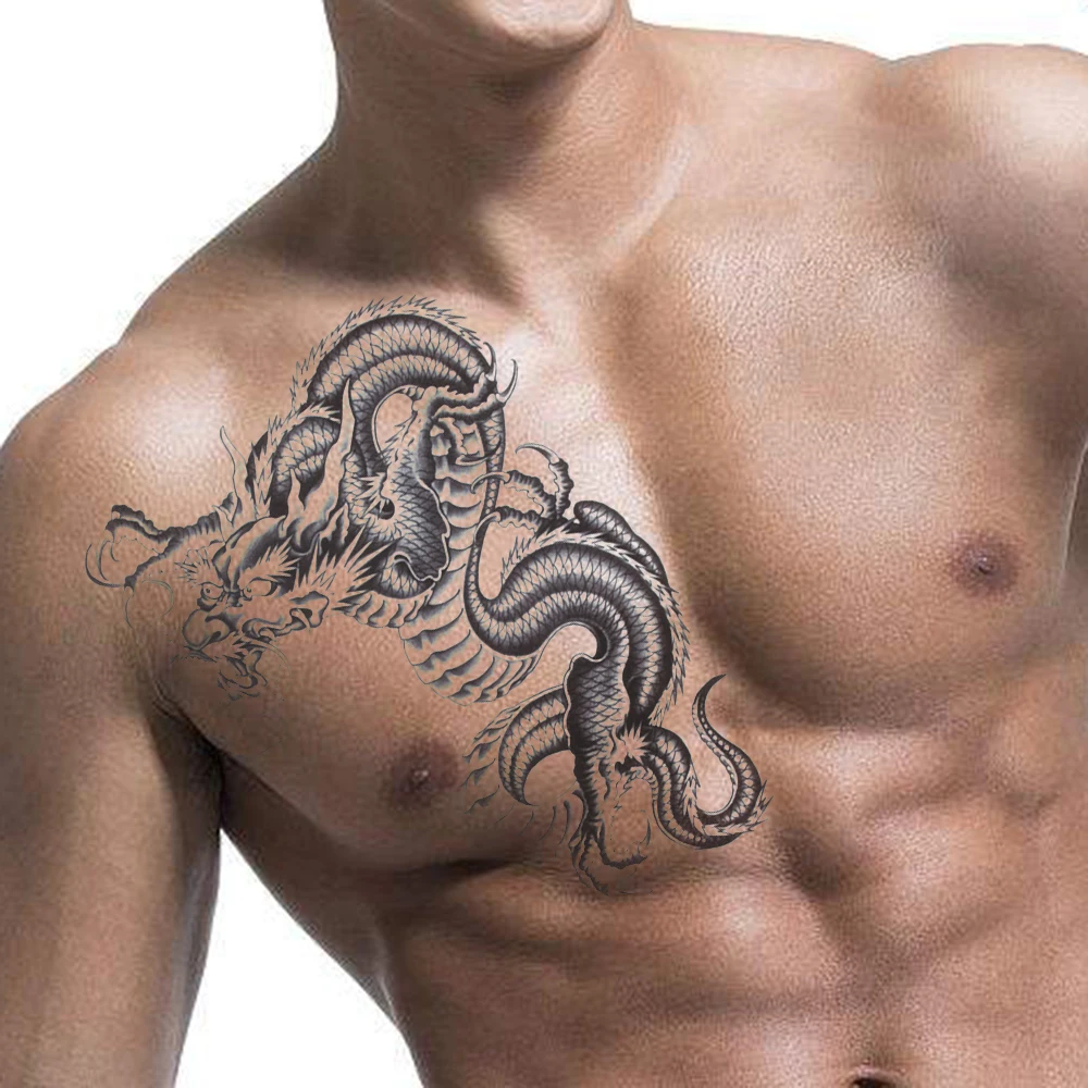 1 Sheet Black Dragon Removable Waterproof Cool Temporary Tattoo Arm Leg