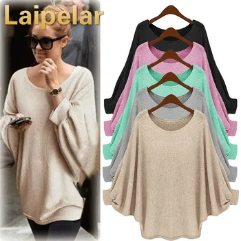 

Laipelar 2018 Winter Autumn Bat Sleeve Loose Sweater Women Casual Solid Tops Fashion Spring Shirts Loose Sweaters