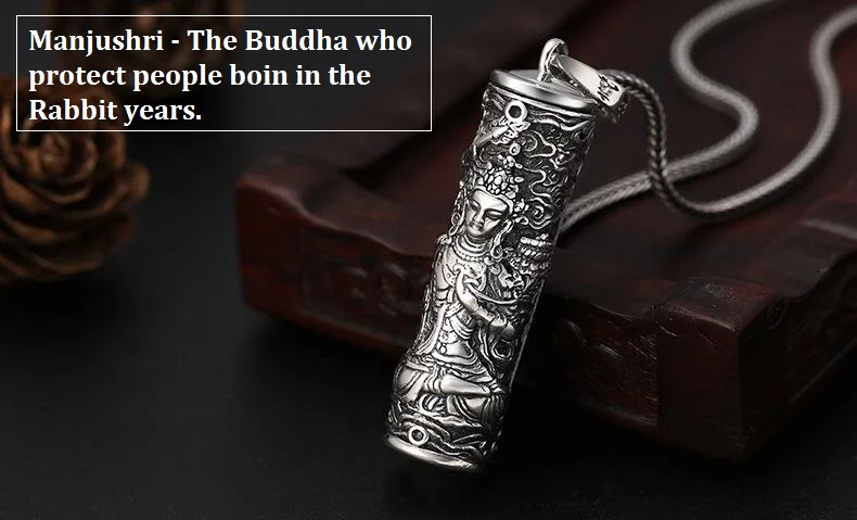 925 Серебряная Будда коробка GAU кулон ожерелье 925 пробы шкатулка с Буддой кулон Китайский Зодиак Год Будда Амулет кулон