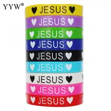 Love Heart Jesus силиконовый браслет для печати модные ювелирные изделия 10 шт разноцветный силиконовый браслет браслеты для женщин и мужчин 6,5 дюйма