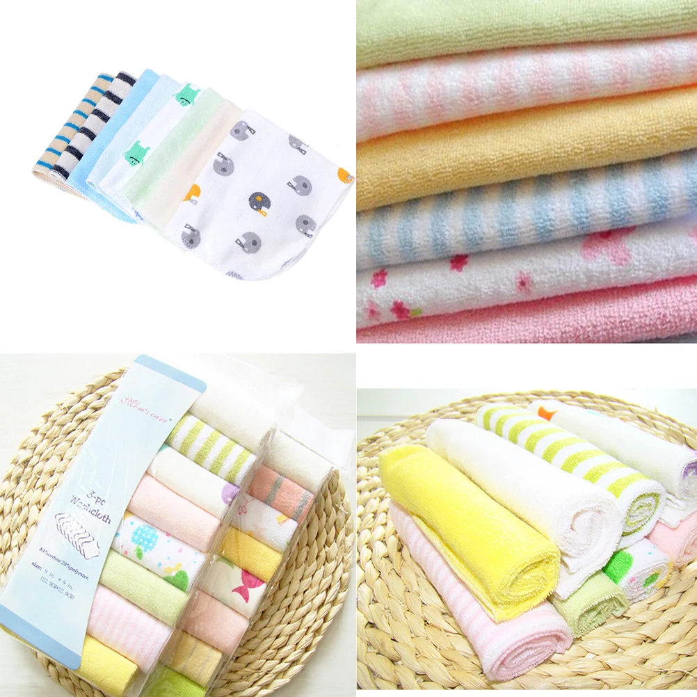 8PCS New Soft Newborn Baby Cotton Towels Feeding Wipe Cloth Washcloth