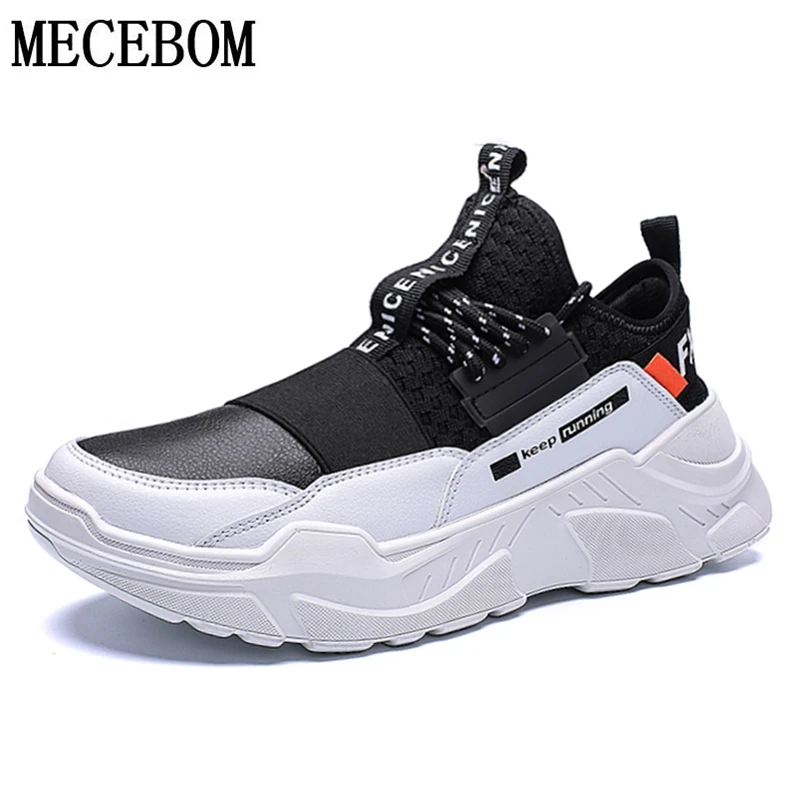 

Men Sneakers Black Thick Sole Shoes For Male Comfortable PU Breathable Lace-up Men Casual Shoes Big size 46 Chunky Sneakers